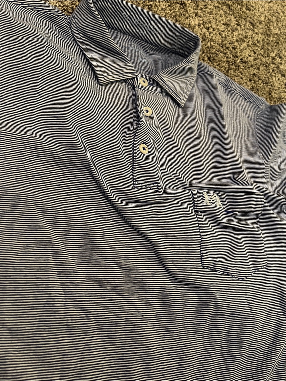National golf Links of America! Men's Striped Pocket Polo Shirt - Navy /White. M - Picture 6 of 7